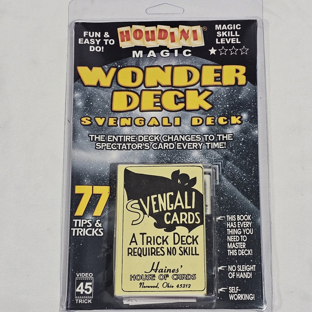 HOUDINI Magic Svengali Wonder Deck Party Cards 77 Tips Tricks Booklet NEW SEALED